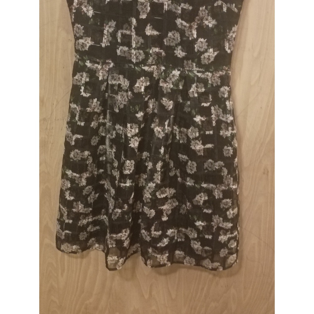 Erin Fetherston Womens Black Floral Peter Pan Collar Sleeveless Mini Dress Size6 - Picture 3 of 9